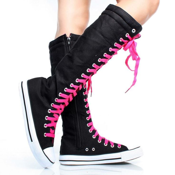 Pink and Black Sneaker Boots
