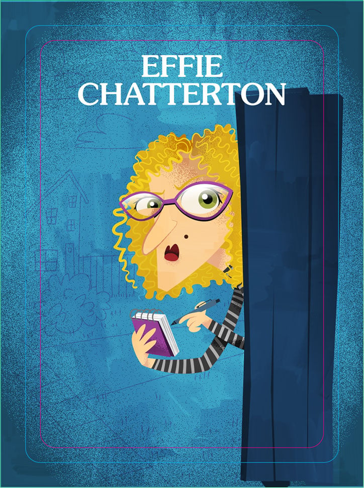 Character Art of Effie Chatterton from the Ghosted board game