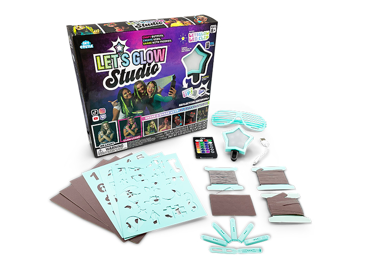 LetsGlow Studio Packaging with all of the included accessories laid out