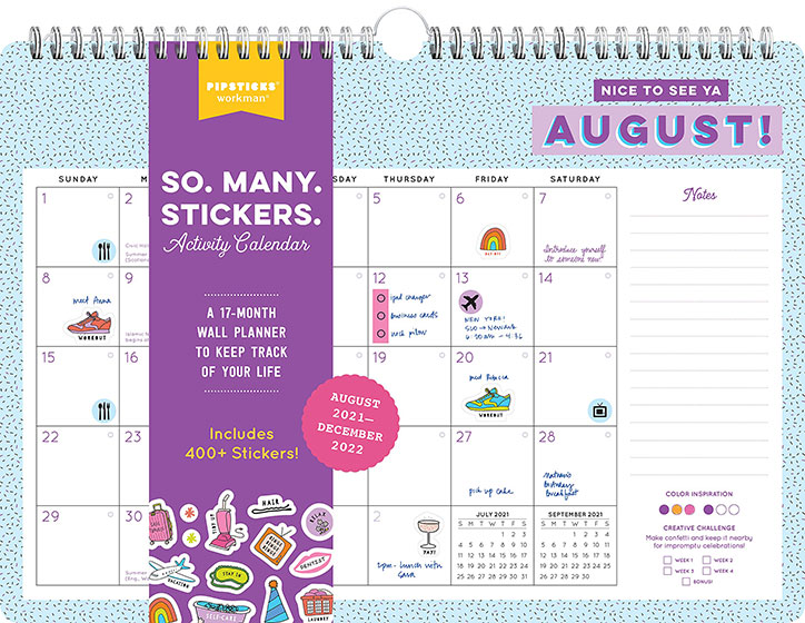 Product image for the So. Many. Stickers. Activity Wall Calendar collab between Pipsticks and Workman