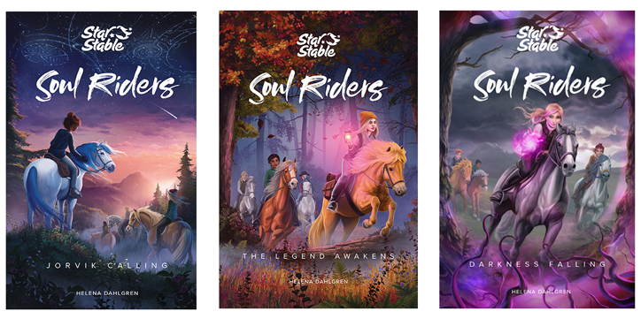 The three book covers for the Soul Riders Trilogy - Jorvik Calling, The Legend Awakens, and Darkness Falling