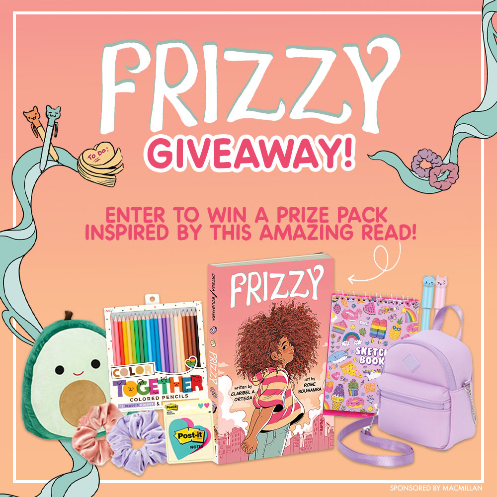 Prize graphic for Frizzy Giveaway showing off the products featured in the prize pack. Fully detailed rules, entry form, and prize list detailed below this image.