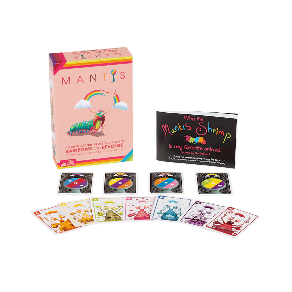 Product photo for Mantis including gameplay cards and mantis shrimp comic