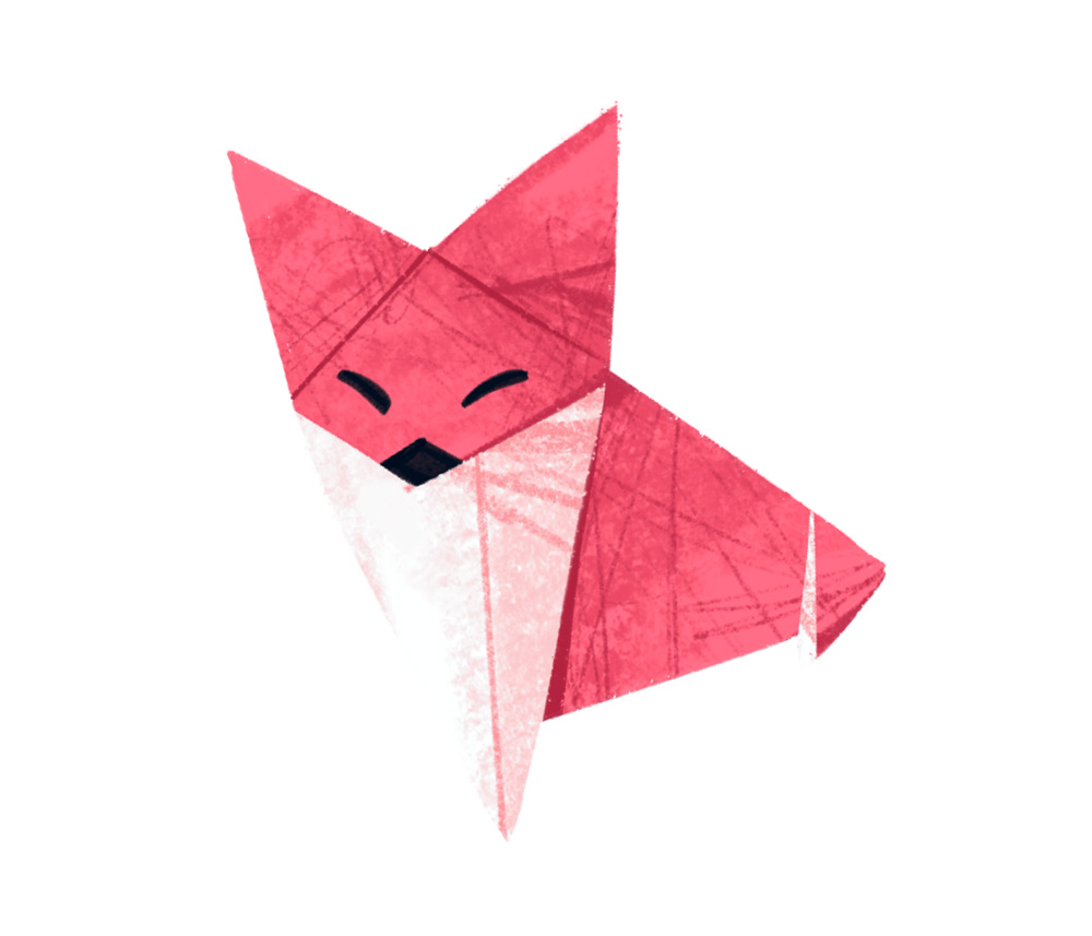 Illustration of an origami fox